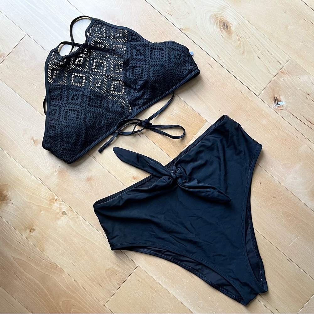 Aerie high cut tie front swim bottoms bikini